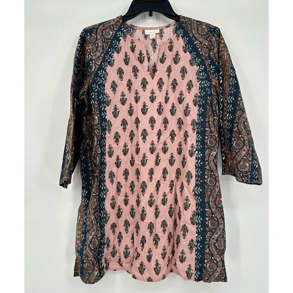J. Jill linen cotton blend Folkloric Stamped Paisley tunic Size SP - Picture 2 of 8